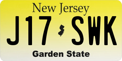 NJ license plate J17SWK