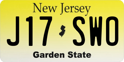 NJ license plate J17SWO