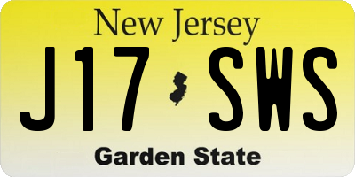NJ license plate J17SWS