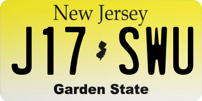 NJ license plate J17SWU
