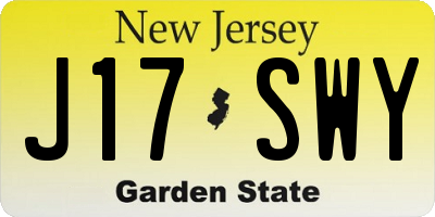 NJ license plate J17SWY