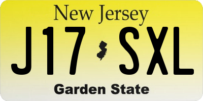 NJ license plate J17SXL
