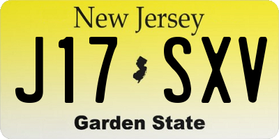 NJ license plate J17SXV