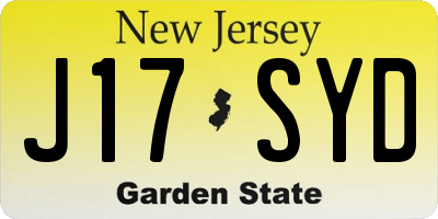 NJ license plate J17SYD