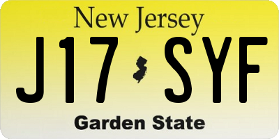 NJ license plate J17SYF