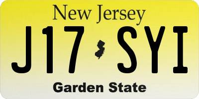 NJ license plate J17SYI