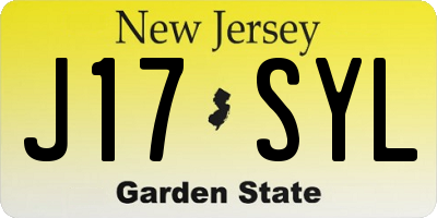 NJ license plate J17SYL