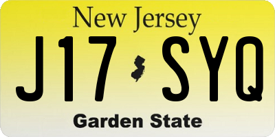 NJ license plate J17SYQ
