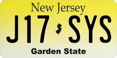 NJ license plate J17SYS
