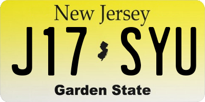 NJ license plate J17SYU
