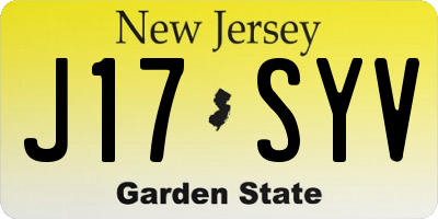 NJ license plate J17SYV
