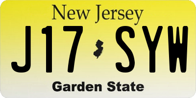 NJ license plate J17SYW