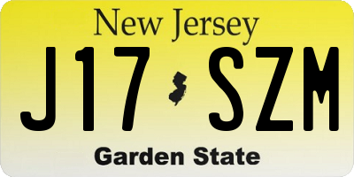 NJ license plate J17SZM