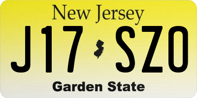 NJ license plate J17SZO
