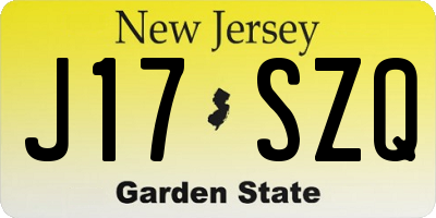 NJ license plate J17SZQ