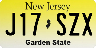 NJ license plate J17SZX