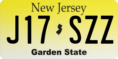 NJ license plate J17SZZ