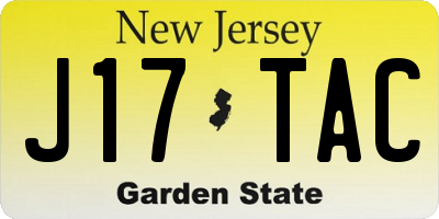 NJ license plate J17TAC