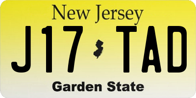 NJ license plate J17TAD