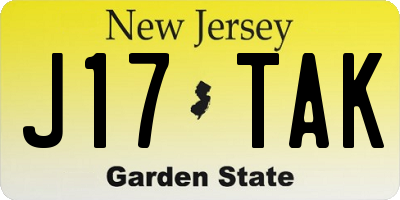 NJ license plate J17TAK