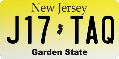NJ license plate J17TAQ