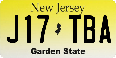 NJ license plate J17TBA