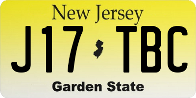 NJ license plate J17TBC