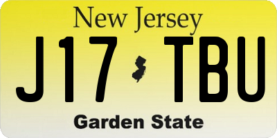 NJ license plate J17TBU