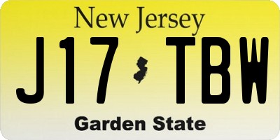 NJ license plate J17TBW