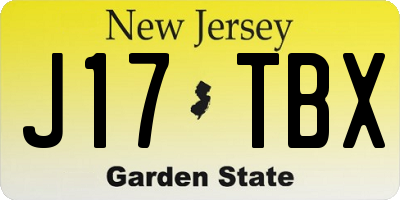 NJ license plate J17TBX