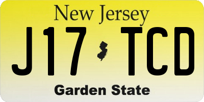 NJ license plate J17TCD