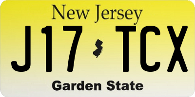 NJ license plate J17TCX