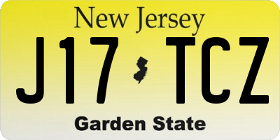 NJ license plate J17TCZ