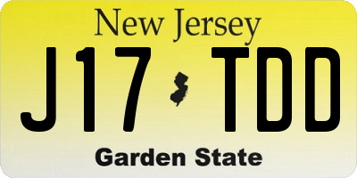 NJ license plate J17TDD