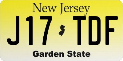 NJ license plate J17TDF