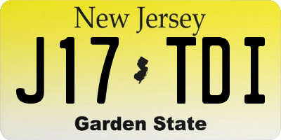 NJ license plate J17TDI