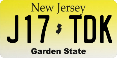 NJ license plate J17TDK