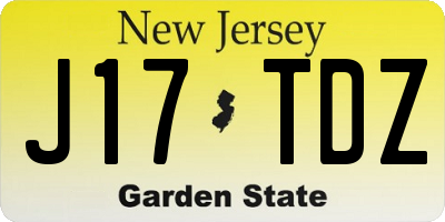NJ license plate J17TDZ