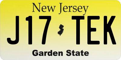 NJ license plate J17TEK