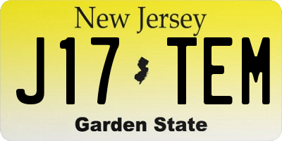 NJ license plate J17TEM
