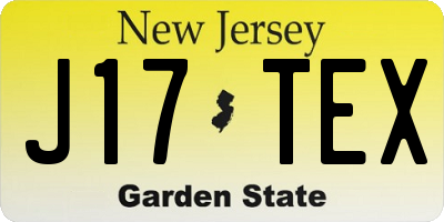 NJ license plate J17TEX