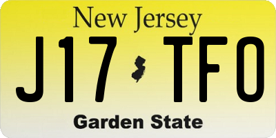 NJ license plate J17TFO