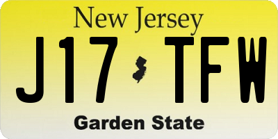 NJ license plate J17TFW
