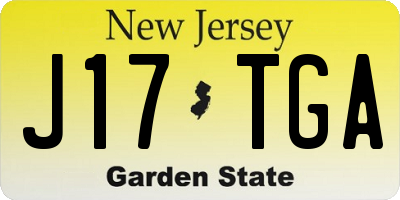 NJ license plate J17TGA