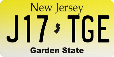 NJ license plate J17TGE