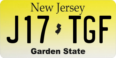 NJ license plate J17TGF