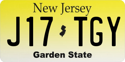NJ license plate J17TGY