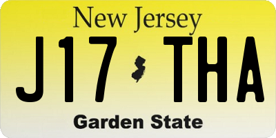 NJ license plate J17THA