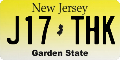 NJ license plate J17THK