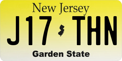 NJ license plate J17THN